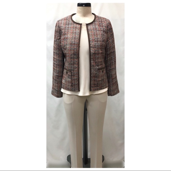 Chico's Elegant Boucle Cocoa Bean Tweed Jacket - Picture 2 of 16